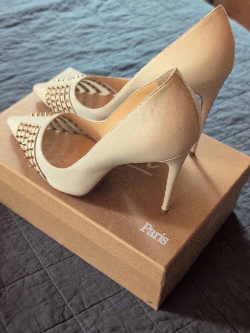 Christian Louboutin Cream Bareta 100 KID/Rete